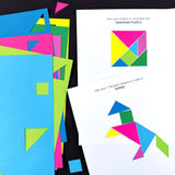 Tangram shapes kit for creative art crafts—714 pieces of paper cutouts to explore learning shapes and craft projects.